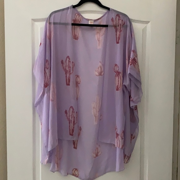 I Joah Tops - Lavender and Pink Cactus Kimono Top